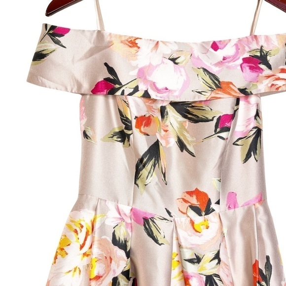 ELIZA J NWT Floral Off the Shoulder Mikado Dress Size 4 in Multi Floral Print - Picture 2 of 16